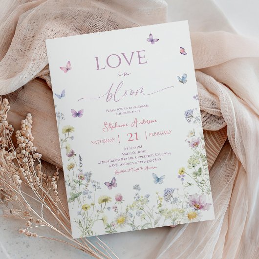 Wildflower Bridal Shower: Butterfly Garden 招待状
