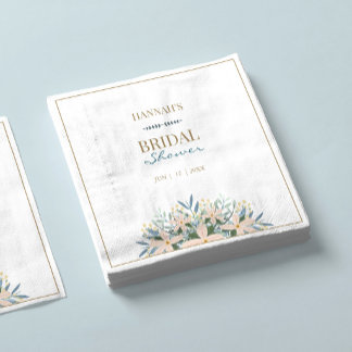 Wildflower Bridal Shower Elegant Name Date Napkins スタンダードランチョンナプキン