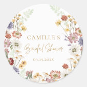 Wildflower Bridal Shower Favor Sticker ラウンドシール (正面)