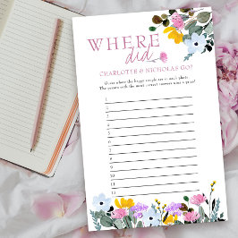 Wildflower Bridal Shower Game Where Did They Go?