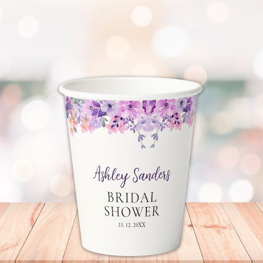 Wildflower Bridal Shower in Soft Purple Palette 紙コップ