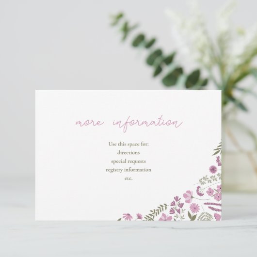 wildflower bridal shower insert - purple 招待状 (スタンド正面)