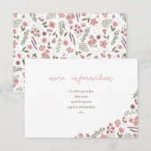 wildflower bridal shower invitation insert - pink 招待状 (正面/裏面)