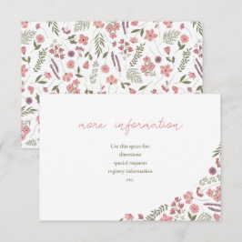 wildflower bridal shower invitation insert - pink 招待状