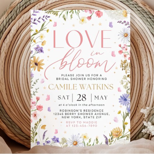 Wildflower Bridal Shower Invitation,Love In Bloom 招待状