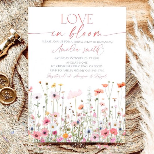 Wildflower Bridal Shower Invitation: Love In Bloom 招待状
