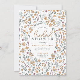 wildflower bridal shower invitation - orange 招待状