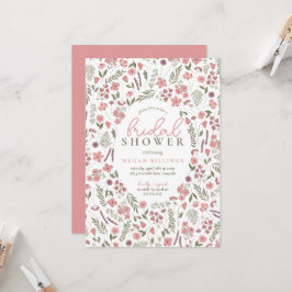 wildflower bridal shower invitation - pink 招待状