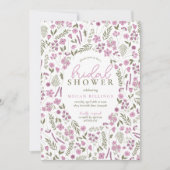 wildflower bridal shower invitation - purple 招待状 (正面)