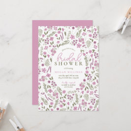 wildflower bridal shower invitation - purple 招待状