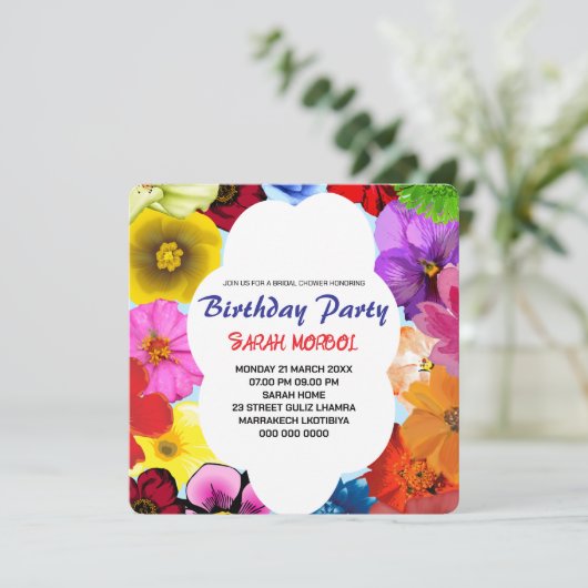 Wildflower Bridal Shower Invitation Template, Edit (スタンド正面)
