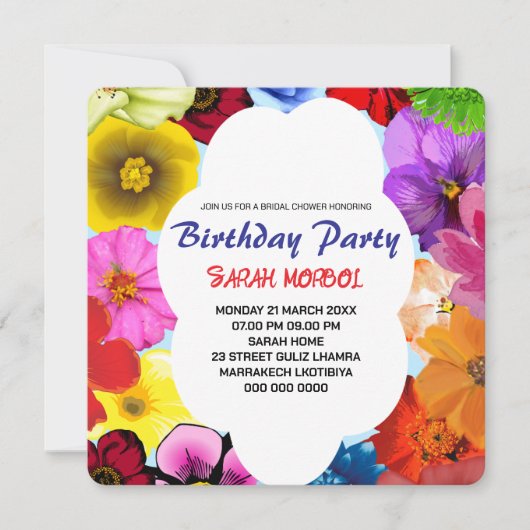 Wildflower Bridal Shower Invitation Template, Edit (正面)