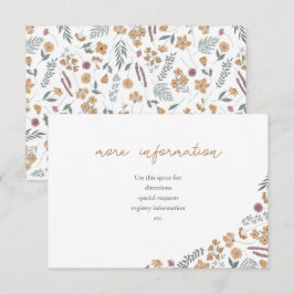 wildflower bridal shower invite insert - orange 招待状