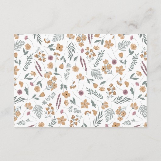 wildflower bridal shower invite insert - orange 招待状 (裏面)