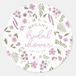 Wildflower Bridal Shower Sticker - Purple ラウンドシール