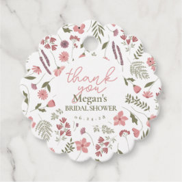 Wildflower Bridal Shower Thank You Tag - Pink フェイバータグ
