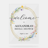 Wildflower Bridal Shower Welcome アクリルサイン (正面)
