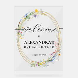 Wildflower Bridal Shower Welcome アクリルサイン
