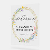 Wildflower Bridal Shower Welcome アクリルサイン (傾斜)