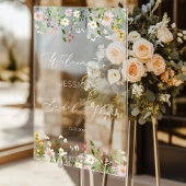 Wildflower bridal shower white Welcome アクリルサイン