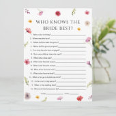 Wildflower Bridal Shower Who Knows Bride ゲームカード 招待状 (スタンド正面)