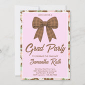 Wildflower Brown Gingham Bow Photo Graduation 招待状 (裏面)