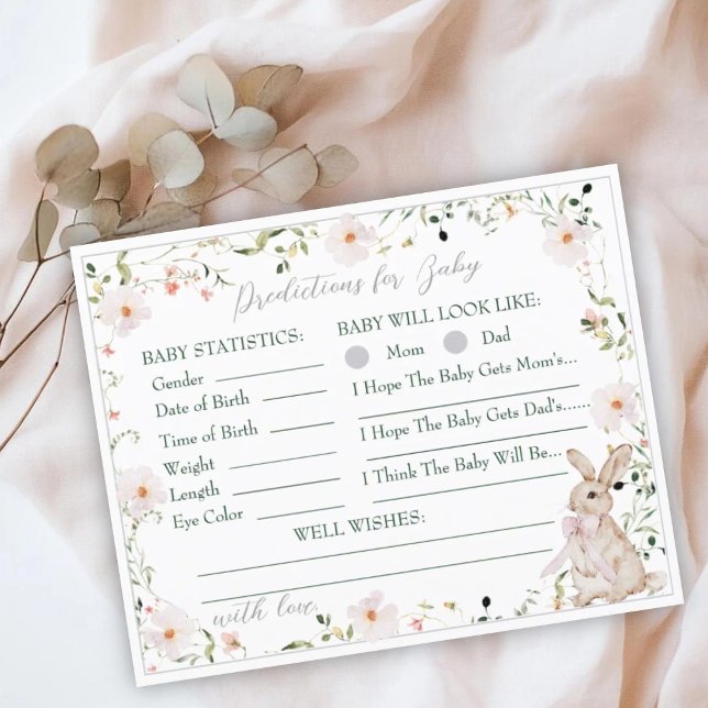 Wildflower Bunny Baby Shower Baby Prediction Game (クリエイターアップロード済み)