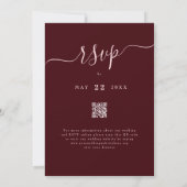 Wildflower Burgundy Blush Pink Wedding QR code 招待状 (裏面)