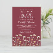 Wildflower Burgundy Bridal Shower 招待状 (スタンド正面)
