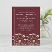 Wildflower Burgundy Floral Wedding 招待状 (スタンド正面)