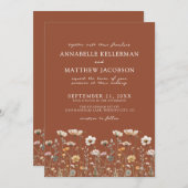 Wildflower Burnt Orange Floral Wedding 招待状 (正面/裏面)
