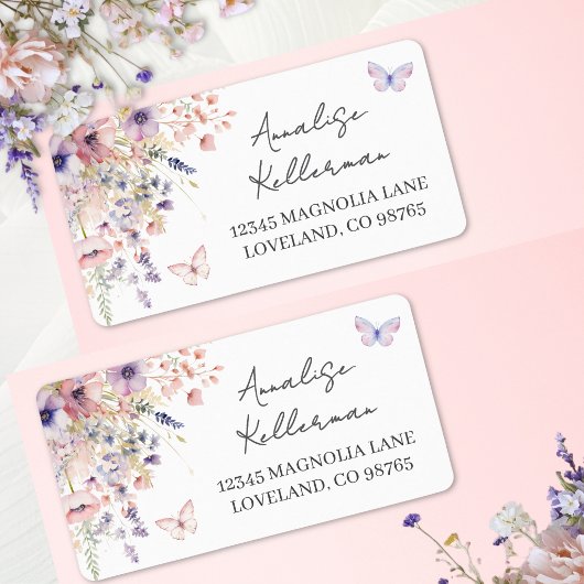 Wildflower Butterfly リターンアドレス ラベル