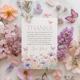 Wildflower Butterfly Bridal Shower Thank You Card サンキューカード