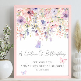Wildflower Butterfly Bridal Shower Welcome Sign ポスター