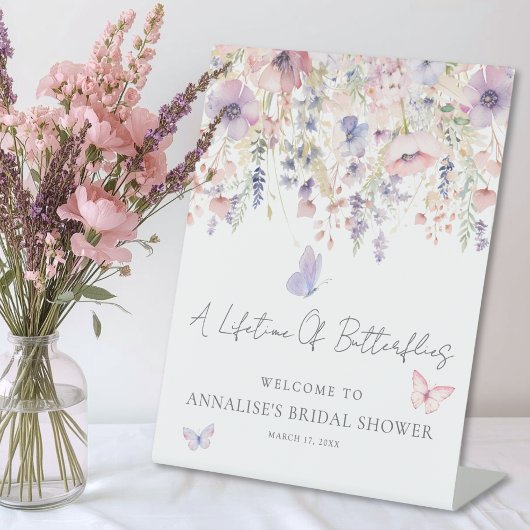 Wildflower Butterfly Bridal Shower Welcome Sign 台座サイン