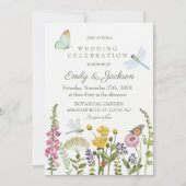 Wildflower Butterfly Dragonfly Watercolor Wedding 招待状 (正面)