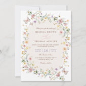 Wildflower Butterfly Garden QR Code Wedding 招待状 (正面)