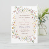 Wildflower Butterfly Garden QR Code Wedding 招待状 (スタンド正面)