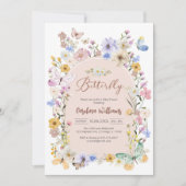 Wildflower Butterfly Girl Baby Shower Invitation 招待状 (正面)