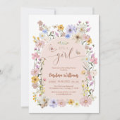 Wildflower Butterfly Girl Baby Shower Invitation 招待状 (正面)