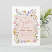 Wildflower Butterfly Girl Baby Shower Invitation 招待状 (スタンド正面)