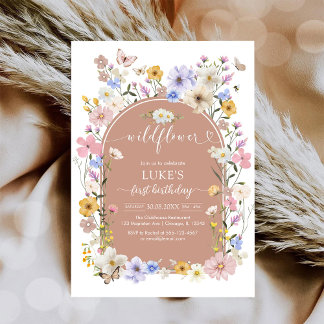 Wildflower Butterfly Girl Birthday Invitation 招待状