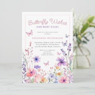 Wildflower Butterfly Wishes ベビーシャワー 招待状