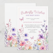 Wildflower Butterfly Wishes ベビーシャワー 招待状 (正面/裏面)