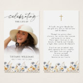 Wildflower Celebration of Life Cross Prayer Card (正面&裏面)