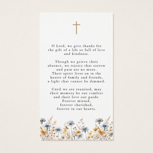 Wildflower Celebration of Life Cross Prayer Card (裏面)