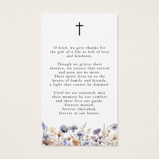 Wildflower Celebration of Life Cross Prayer Card (裏面)