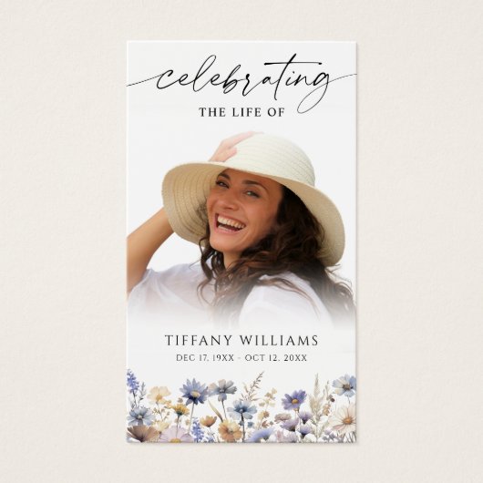 Wildflower Celebration of Life Cross Prayer Card (正面)