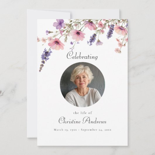 Wildflower Celebration of Life Funeral Invitation 招待状 (正面)