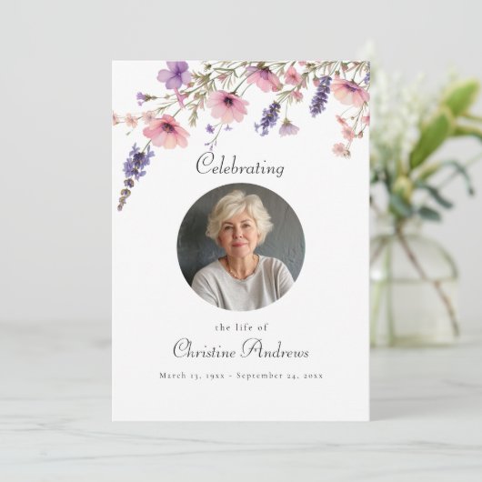 Wildflower Celebration of Life Funeral Invitation 招待状 (スタンド正面)